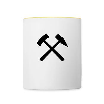 Mallets and irons / hammers and mallets - Contrasting Mug - white/yellow - Front