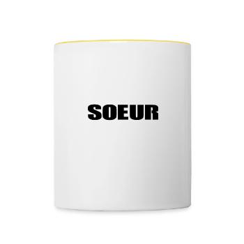 Soeur Shirt • Citation Drôle • Folle Cadeaux - Mug contrasté - blanc/jaune - Devant