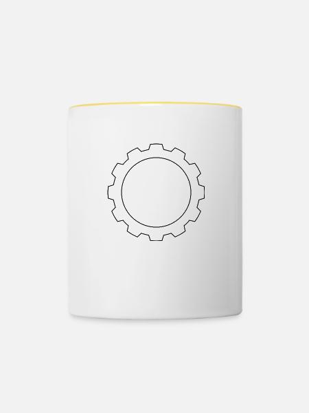 Schrauber Mechaniker Zahnrad Werkstatt Auto - Tasse zweifarbig - Weiß/Gelb