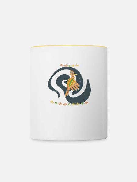 Specht - Tasse zweifarbig - Weiß/Gelb