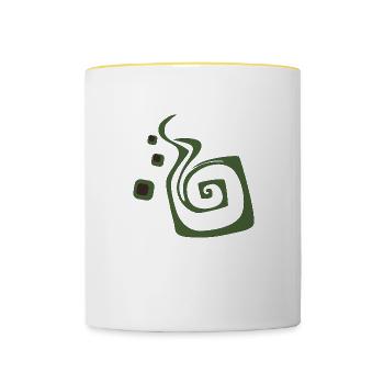Green spiral - Contrasting Mug - white/yellow - Front
