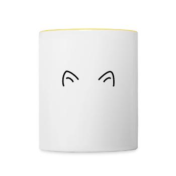 Katzen Ohren für alle Katzenliebhaber - Tasse zweifarbig - Weiß/Gelb - Vorne