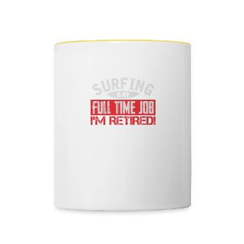 Retired Surfer - Tasse zweifarbig - Weiß/Gelb - Vorne