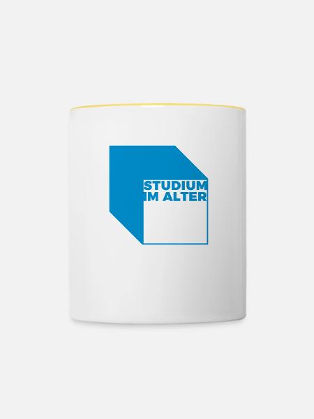 studium im alter - Tasse zweifarbig - Weiß/Gelb