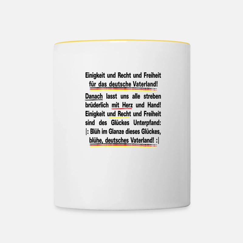 Texte de l'hymne allemand - Mug contrasté - blanc/jaune