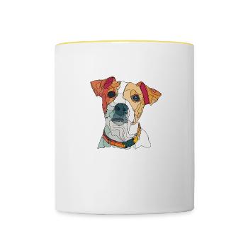 jack russel - Contrasting Mug - white/yellow - Front