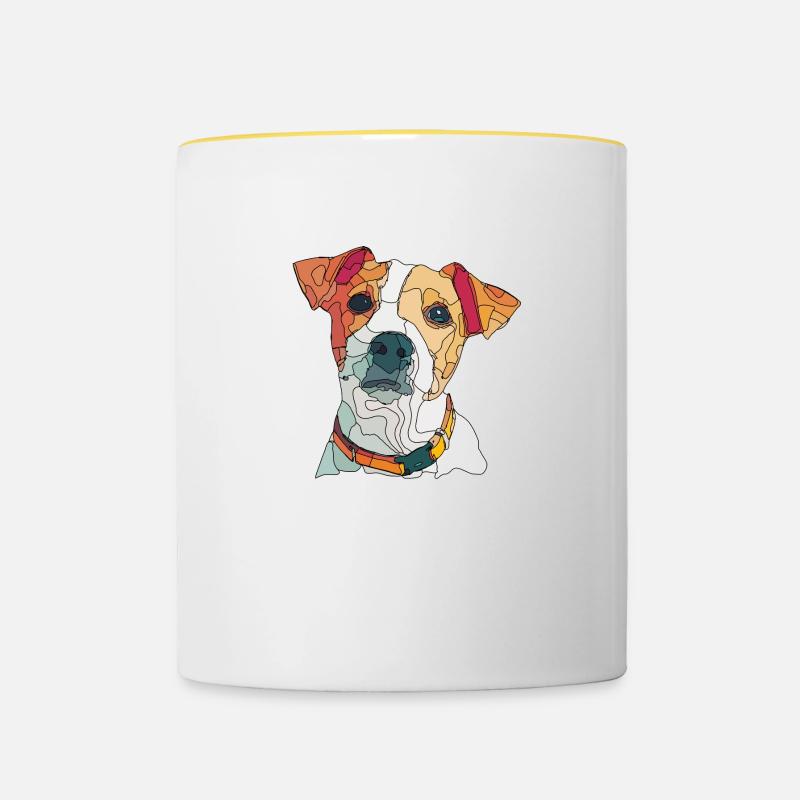 jack russel - Mug contrasté - blanc/jaune
