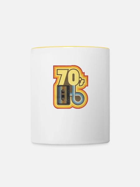 70's Kassette - Tasse zweifarbig - Weiß/Gelb