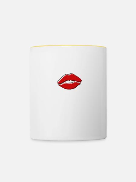 Lippen - Tasse zweifarbig - Weiß/Gelb