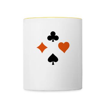 jeu de cartes - Mug contrasté - blanc/jaune - Devant