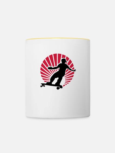 longboard - Tasse zweifarbig - Weiß/Gelb