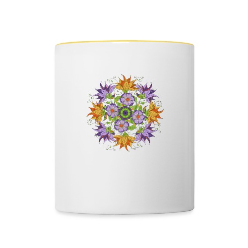 mandala with abstract flowers - Tasse zweifarbig
