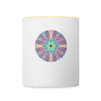 Mandala - Tasse zweifarbig - Weiß/Gelb - Vorne