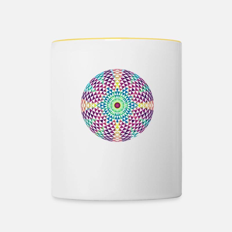 Mandala - Tasse zweifarbig - Weiß/Gelb