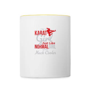 Kampfsport - Ich bin ein Karate Girl Grunge - Tasse zweifarbig - Weiß/Gelb - Vorne