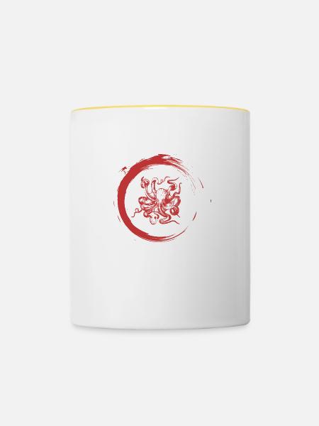 Tintenfisch - Tasse zweifarbig - Weiß/Gelb