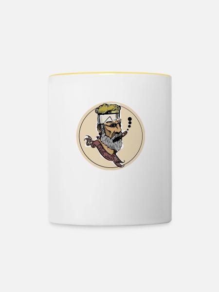 Bart Mann mit Zigarre - Tasse zweifarbig - Weiß/Gelb