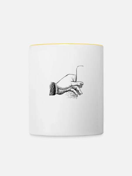 Hand - Tasse zweifarbig - Weiß/Gelb