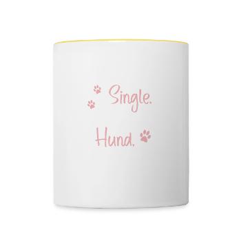 Hund Hunde Single Pfote Spruch Geschenkidee - Tasse zweifarbig - Weiß/Gelb - Vorne