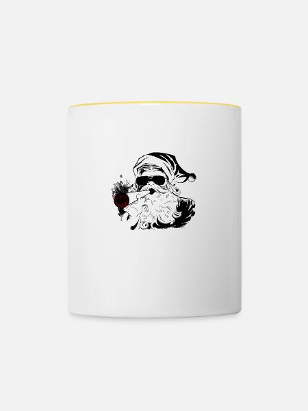 Weihnachtsmann - Tasse zweifarbig - Weiß/Gelb