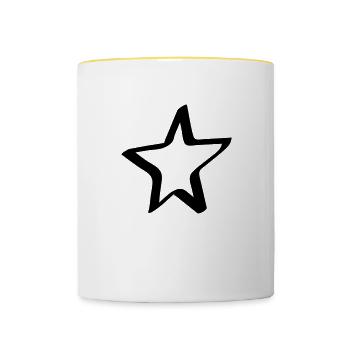 Comic Stern/Sterne - gemalt, gezeichnet, Comicstil - Tasse zweifarbig - Weiß/Gelb - Vorne
