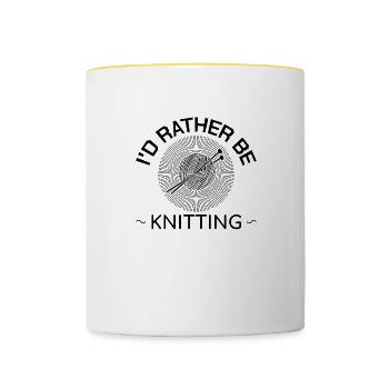 Knitting Wool Knitting Needle Crochet Stitches Gift - Contrasting Mug - white/yellow - Front