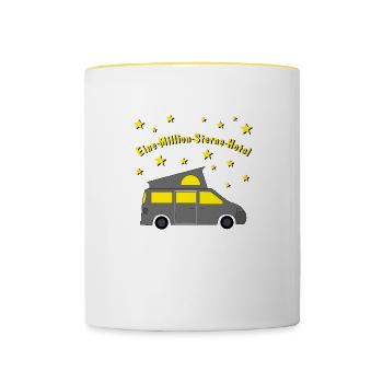 eine million sterne hotel campingbus - Tasse zweifarbig - Weiß/Gelb - Vorne