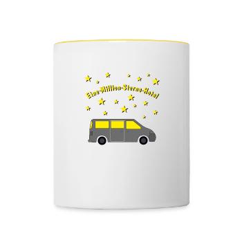 eine million sterne hotel campingbus - Tasse zweifarbig - Weiß/Gelb - Vorne