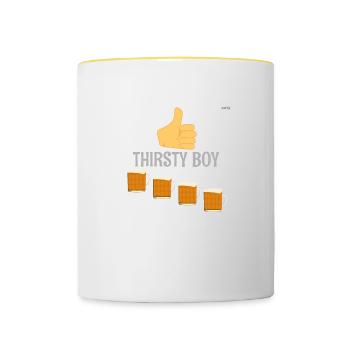Thirsty boy - color - Contrasting Mug - white/yellow - Front