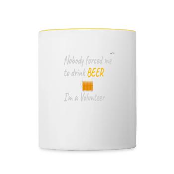 Nobody forced me... - Contrasting Mug - white/yellow - Front