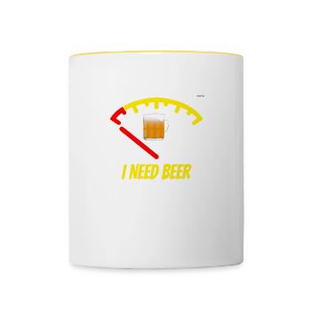 I need beer - color - Contrasting Mug - white/yellow - Front