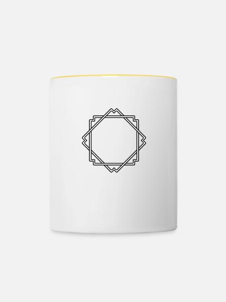 Bunter Quadratischer Rahmen Deko - Tasse zweifarbig - Weiß/Gelb