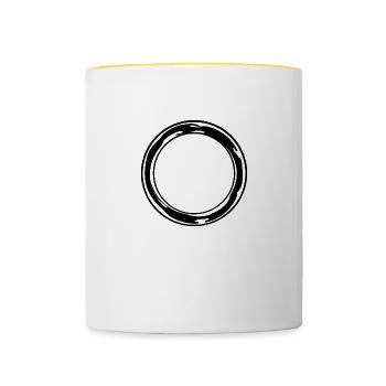Cercle rond noir avec taches de couleur - Mug contrasté - blanc/jaune - Devant