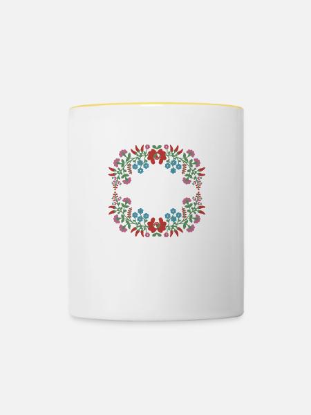 leer,blumen,blumenkranz,floral,illustration - Tasse zweifarbig - Weiß/Gelb