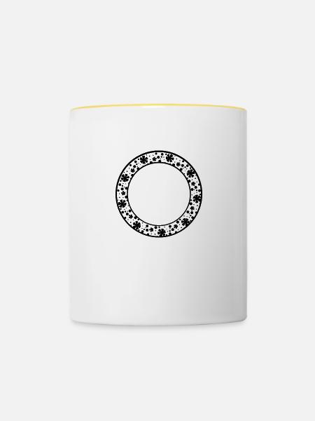 Runder Rahmen mit Blumenmuster Deko - Tasse zweifarbig - Weiß/Gelb