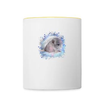 chinchilla, graffiti, peinture, bébé, bleu - Mug contrasté - blanc/jaune - Devant