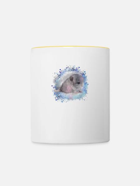chinchilla,graffiti,malerei,baby,blau - Tasse zweifarbig - Weiß/Gelb