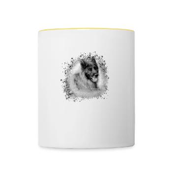 german shepherd, dog, graffiti, German shepherd, - Contrasting Mug - white/yellow - Front