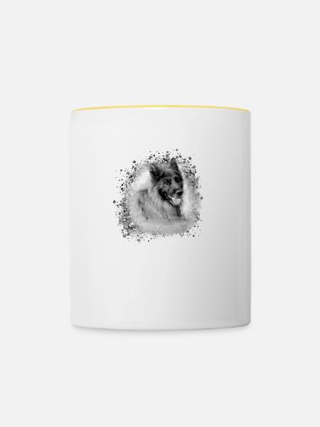 schäferhund ,hund,graffiti, deutscher schäferhund, - Tasse zweifarbig - Weiß/Gelb