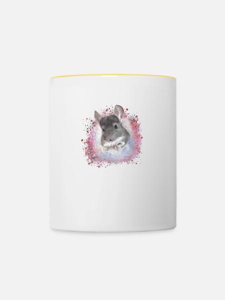 chinchilla,graffiti,malerei,angora kaninchen - Tasse zweifarbig - Weiß/Gelb