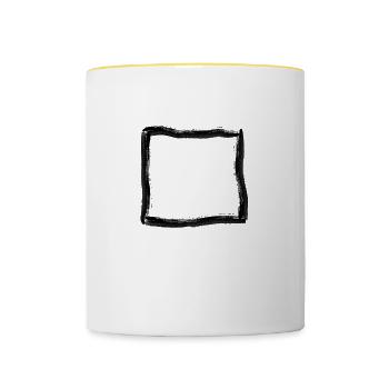 Lignes de cadre de contour de pinceau noir - Mug contrasté - blanc/jaune - Devant