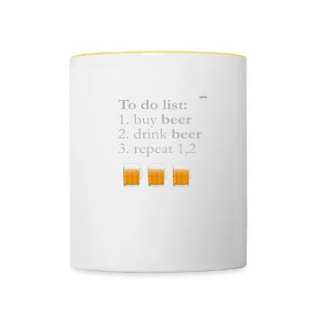 Beer to do list - color - Contrasting Mug - white/yellow - Front