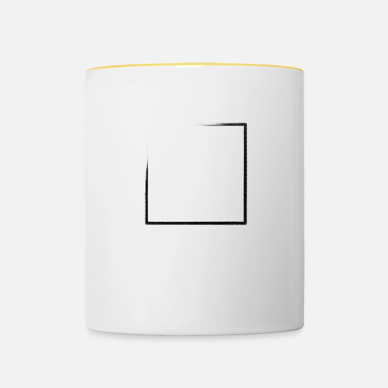 Cadre rectangulaire patiné - Mug contrasté - blanc/jaune