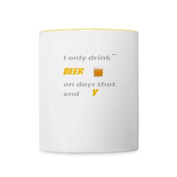 Someday I drink beer - Contrasting Mug - white/yellow - Front