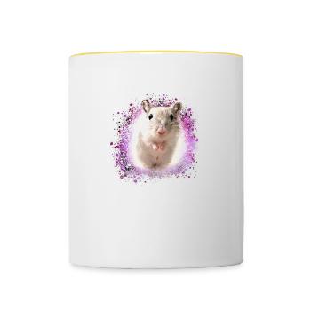 Jumping mouse,mouse,graffiti,painting,shrew - Contrasting Mug - white/yellow - Front
