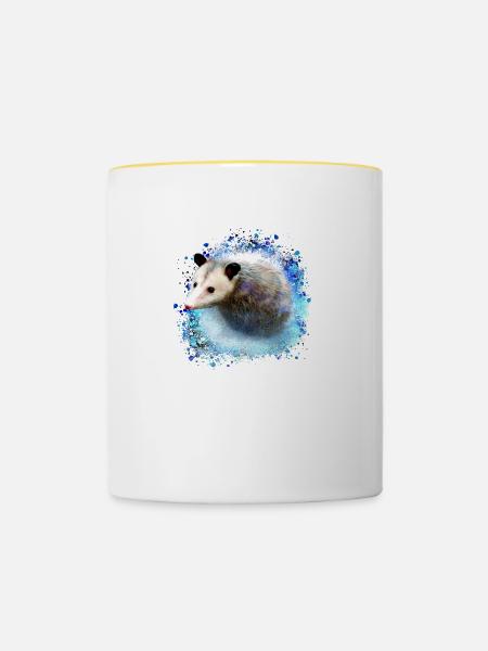 oopossum,maus,nagetier,graffiti - Tasse zweifarbig - Weiß/Gelb