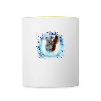 koala ,blau,graffiti,malerei,koalabär, brush - Tasse zweifarbig - Weiß/Gelb - Vorne