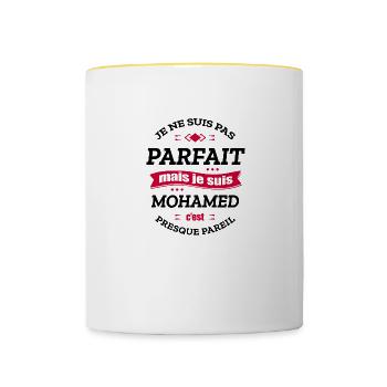 MOHAMED PARFAIT - PRENOM MOHAMED - Mug contrasté - blanc/jaune - Devant