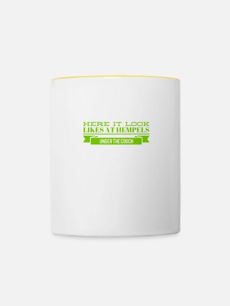 es herrscht Unordnung - Tasse zweifarbig - Weiß/Gelb