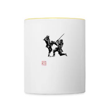 samurai fight - Mug contrasté - blanc/jaune - Devant